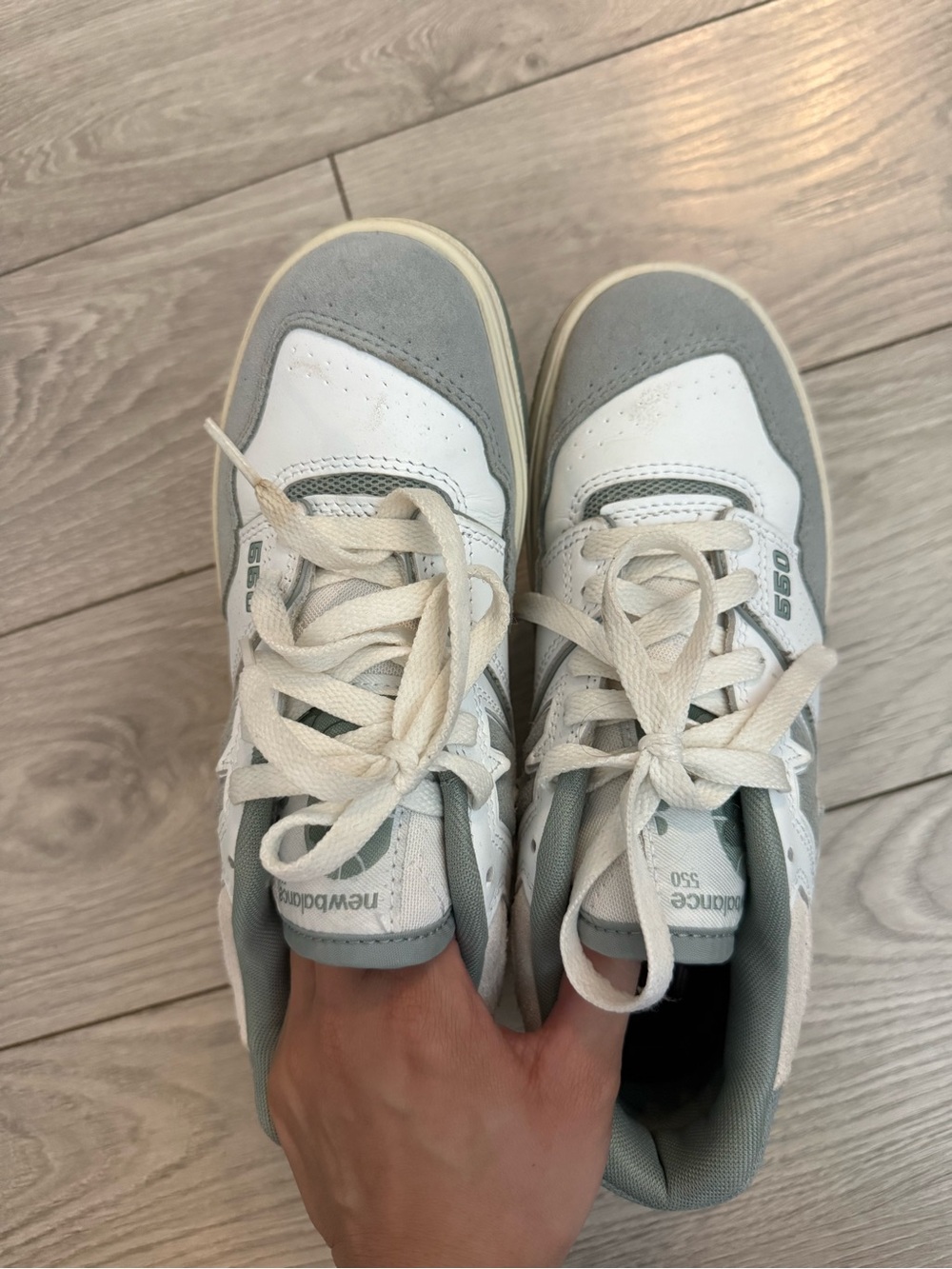 New Balance 550 White and Gray Low-Top Sneakers